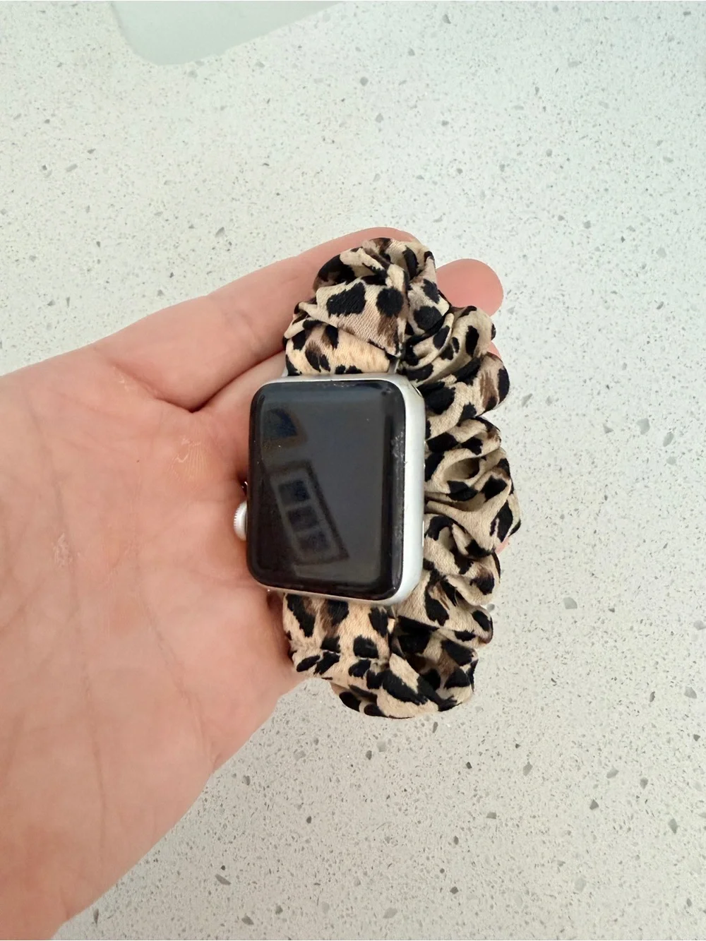 Source Unknown Leopard Print Scrunchie Watch Band - Beige & Black - Picture 1 of 2